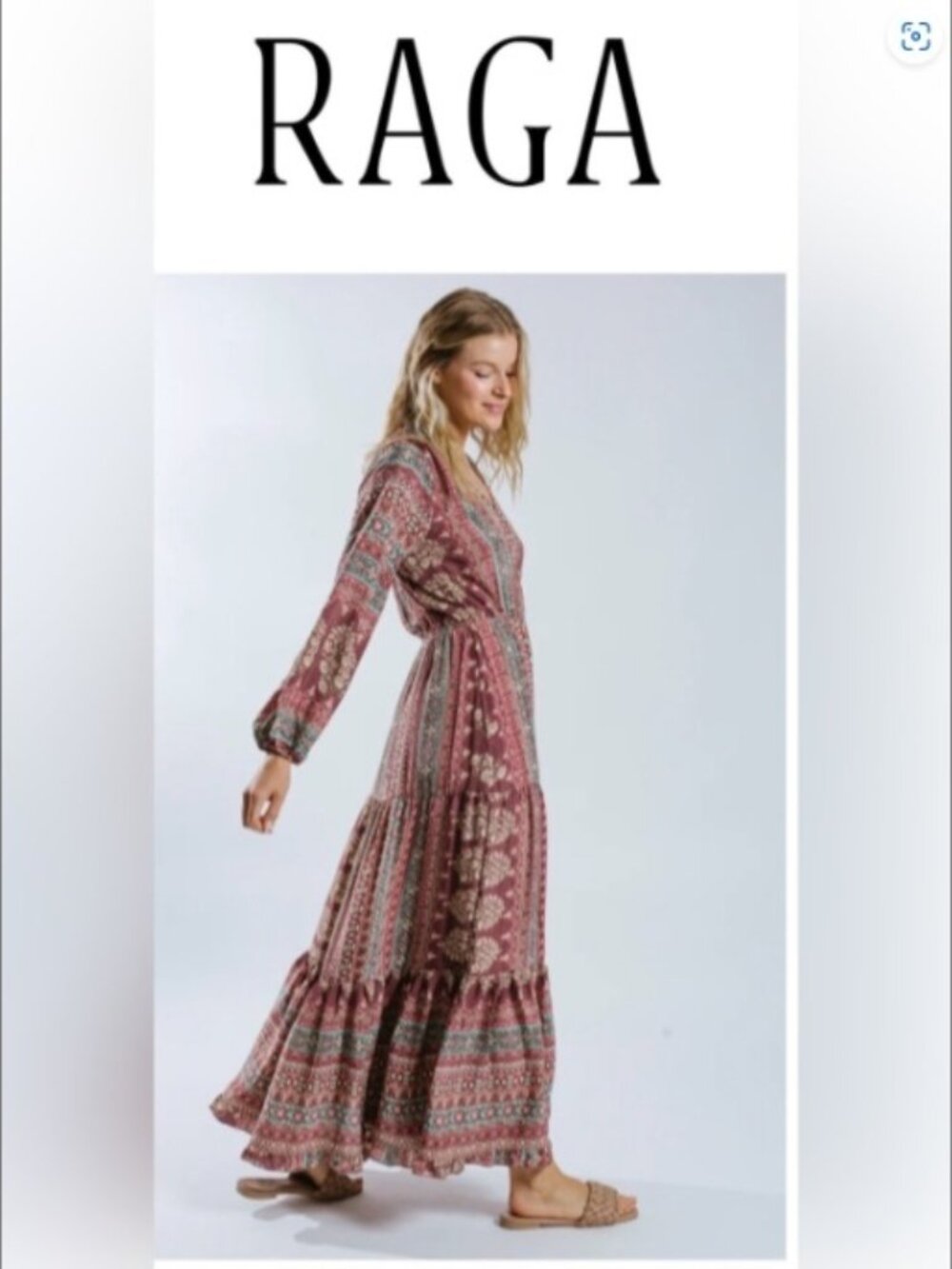 RAGA Nuha Long Sleeve Maxi Dress- Size Small NWT